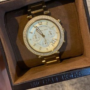 MICHAEL KORS swarovski crystal gold watch